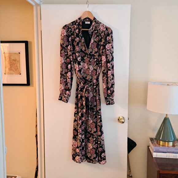 ARITZIA Wilfred Broadway Dress, black/berry floral, sz M - Picture 5 of 10